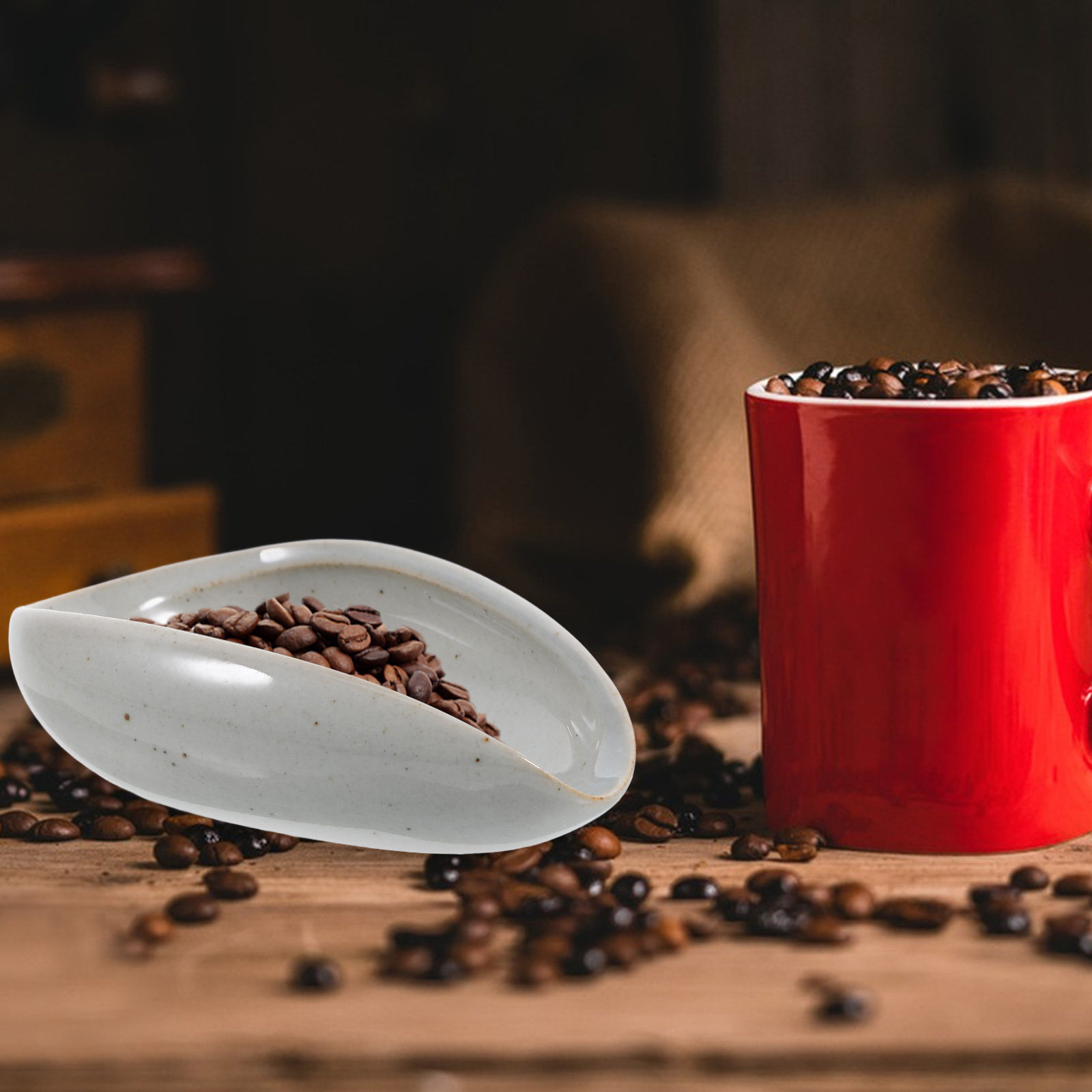 Coffee Tea Leaf And Bean - Керамический лоток для дозирования кофейных зерен,