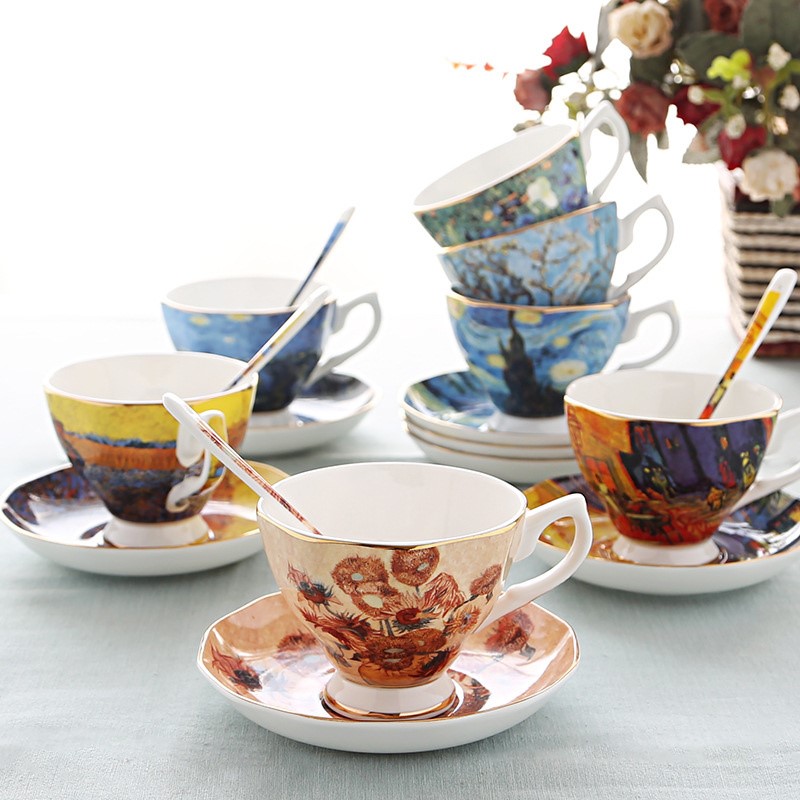 Coffee Tea Van - Картина Ван Гога, кофейные кружки, блюдца,